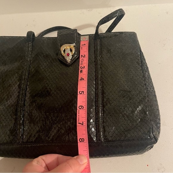 Kenneth Jay Lane 80s Gold Jeweled Snake Black Statement Purse, Rare - Picture 6 of 11